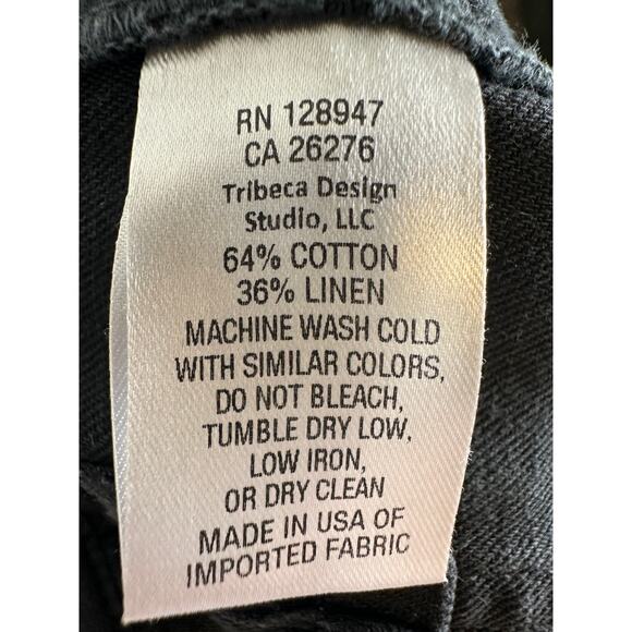 Nili Lotan S Slouchy Elastic Waist LINEN Luna Pant Crop Washed Black Drop Crotch - Picture 7 of 7